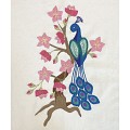 Peacock & Cherry Blossom Hand Embroidery Panel