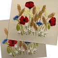 Poppy & Cornflower Hand Embroidery Panel