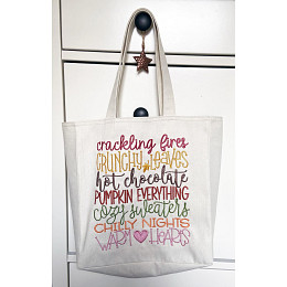 All About Autumn Embroidered Canvas Tote Bag
