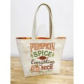Pumpkin Spice Embroidered Canvas Tote Bag