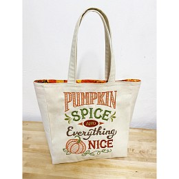 Pumpkin Spice Embroidered Canvas Tote Bag