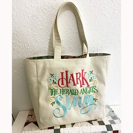 Hark the Herald Angels Embroidered Canvas Tote Bag