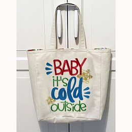 Baby It's Cold Outside Embroidered Canvas Tote Bag