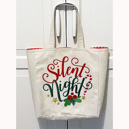 Silent Night Embroidered Canvas Tote Bag