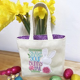 Shake Your Bunny Tail Embroidered Canvas Tote Bag