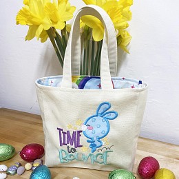 Time to Bounce Embroidered Canvas Tote Bag