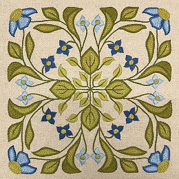 Flower Tile Hand Embroidery Block with Free Cushion Pattern